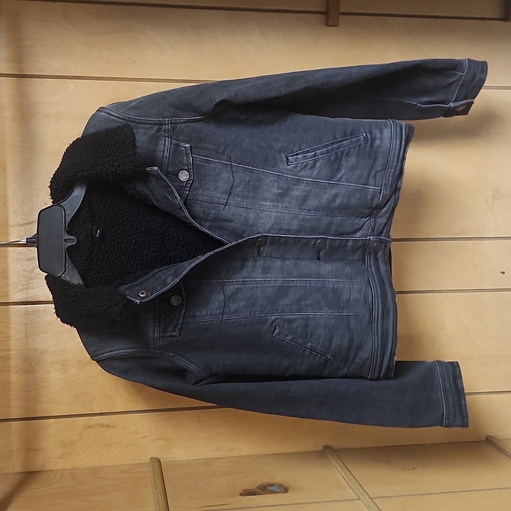 Girl's Black Button up Jean Jacket with Fuzzy Lining